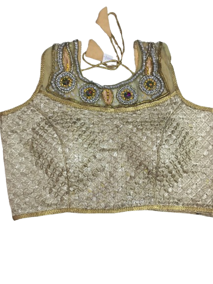 Raw Silk Gold Designer Blouse 107